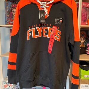 NFL Philadelphia Flyers Black and Orange Men's Hoodie size Medium